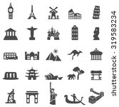 travel landmarks black icon set | Shutterstock .eps vector #319583234