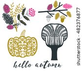 hello autumn. print design | Shutterstock .eps vector #482376877