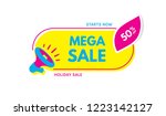 mega sale. 50  off. megaphone... | Shutterstock .eps vector #1223142127
