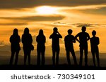 silhouette group friend in... | Shutterstock . vector #730349101