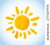 funny childlike watercolor sun... | Shutterstock .eps vector #277107974