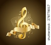 Golden Musical Treble Clef With ...