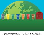  recycling bins  gray  yellow ... | Shutterstock .eps vector #2161556431