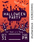 halloween leaflet with pumpkins ... | Shutterstock .eps vector #1428224441