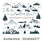 mountain shapes and fir forest... | Shutterstock .eps vector #2016066377