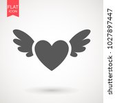 Heart With Wings Icon Isolated...