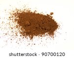 Small photo of close up of a small portion of burnt umber pigment isolated over white