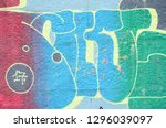 fragment of graffiti drawings.... | Shutterstock . vector #1296039097