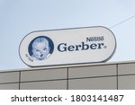 Small photo of Rzeszow, Poland - June 13, 2020: Nestle Gerber logo. Gerber Products Company is an American purveyor of baby food and baby products.