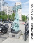Small photo of Warsaw, Poland - June 15, 2021: Toreador sculpture by Juan Soriano. Sculpture donated by Mark Keller.