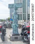 Small photo of Warsaw, Poland - June 15, 2021: Toreador sculpture by Juan Soriano. Toreador sculpture donated by Mark Keller.