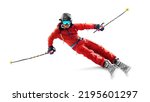Skiing sport. front view. in...