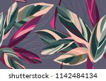 floral seamless pattern. leaves ... | Shutterstock .eps vector #1142484134
