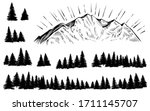 vector mountain with forest... | Shutterstock .eps vector #1711145707