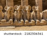 Ram headed sphinxes in the Amun Temple enclosure in Karnak, Egypt