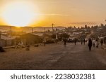 Small photo of DEBARK, ETHIOPIA - MARCH 17, 2019: Sunset view of a street in Debark town, Ethiopia