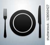 plate knife and fork | Shutterstock .eps vector #128002427