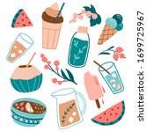 summer food and drinks  berries ... | Shutterstock .eps vector #1699725967