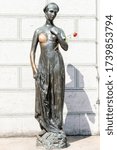 Small photo of Munich, Germany - June 5, 2018: Bronze statue of Juliet Capulet with one shiny breast in Munich, Germany