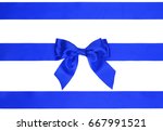 blue satin bow with three... | Shutterstock . vector #667991521