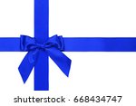 single gift bow of blue color ... | Shutterstock . vector #668434747