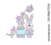 bunny with a flower  a... | Shutterstock .eps vector #1919867534