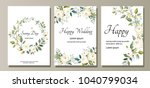 set of card with flower rose ... | Shutterstock .eps vector #1040799034