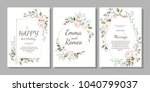 set of card with flower rose ... | Shutterstock .eps vector #1040799037