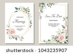 set of card with flower rose ... | Shutterstock .eps vector #1043235907