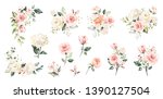 set watercolor arrangements... | Shutterstock . vector #1390127504