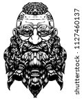 a bearded dwarf in a steampunk... | Shutterstock . vector #1127460137