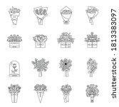 set of flower bouquet flat... | Shutterstock .eps vector #1813383097