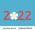 2022 number with daisy or... | Shutterstock .eps vector #2086605844