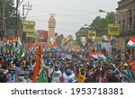Small photo of Burdwan, West Bengal (India) - 11.04.2021: West Bengal Chief Minister Mamata Banerjee held a road show in Burdwan in support of AITC candidate from 16 assembly constituency in Purba Bardhaman district