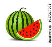 Red Ripe Watermelon Vector Icon ...