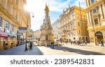 Small photo of Vienna, Austria - 21 May, 2023: Famous central Graben street and the Plague Column in Wien old town, Austrian travel photo