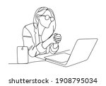 a businesswoman looks at the... | Shutterstock .eps vector #1908795034
