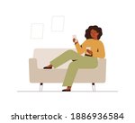 black businesswoman sits on the ... | Shutterstock .eps vector #1886936584