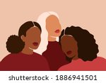 three diverse multiethnic women ... | Shutterstock .eps vector #1886941501