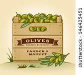 Retro Crate Of Olives. Editable ...