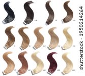 Small photo of Hair Base Color Palette, Hair Colors chart, A Collection of Different Colors of Pre Bonded Glue Tape in Straight Human Hair Extensions