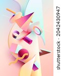 3d colorful geometric shapes.... | Shutterstock .eps vector #2042430947