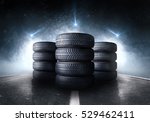 Car tires standing on a road