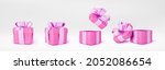 3d pink gift boxes open and... | Shutterstock .eps vector #2052086654
