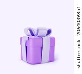 3d purple closed gift box... | Shutterstock .eps vector #2064039851