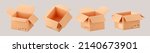 3d cardboard open box icon set... | Shutterstock .eps vector #2140673901