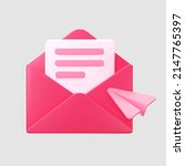 3d pink open mail envelope icon ... | Shutterstock .eps vector #2147765397