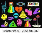 acid sticker set. acidic... | Shutterstock .eps vector #2051583887