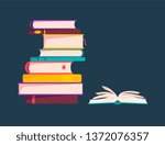colorful books are stacked.... | Shutterstock .eps vector #1372076357