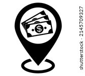 black cash location pin icon... | Shutterstock .eps vector #2145709327